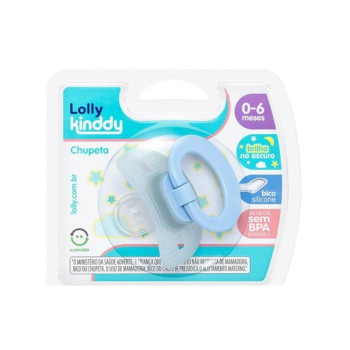 Chupeta Lolly Kinddy Star Azul T1 Silicone Ortodôntico