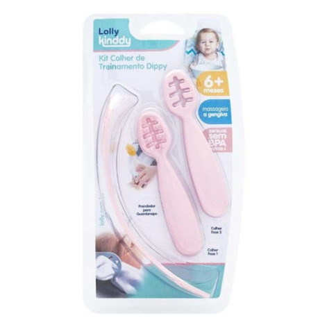 Kit Colher de Treinamento Dippy Lolly Kinddy Rosa Kit Colher de Treinamento Dippy Lolly Kinddy Rosa