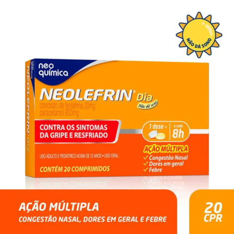 Neolefrin Dia Paracetamol 800mg + Cloridrato Fenillefrina 20mg 20 comprimidos