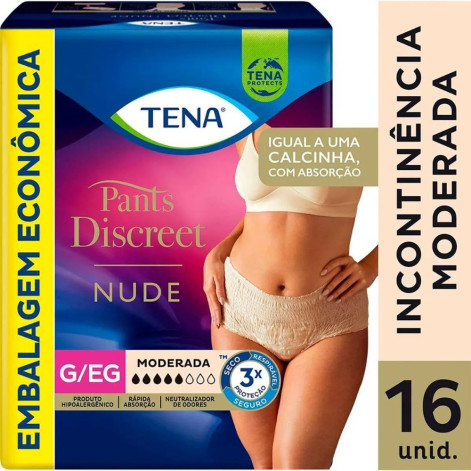 Roupa Íntima Descartável Tena Pants Discreet G/EG 16 unidades Roupa Íntima Descartável Tena Pants Discreet G/EG 16 unidades