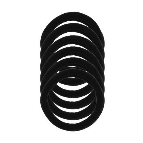 Elástico para Cabelo Ricca Grosso Sem Metal Preto 6 unidades