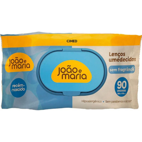 Lenço Umedecido Cimed João e Maria Sem Fragrância 90 Unidades