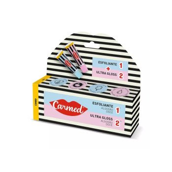 Kit Carmed SOS Hidratante Labial Algodão Doce Esfoliante 10g + Ultra Gloss 10g