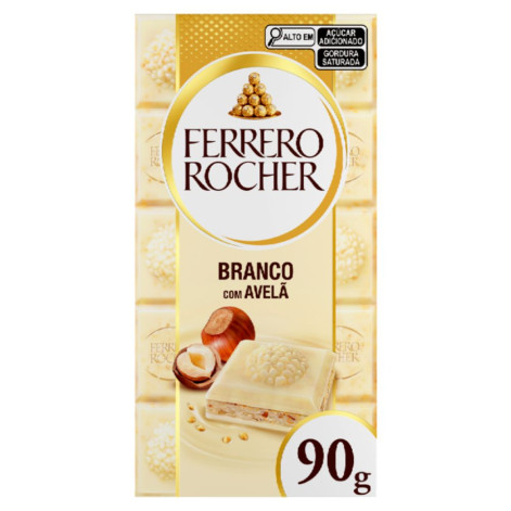 Chocolate Barra Ferrero Rocher Branco com Avelã Tablete 90g