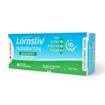 Loratadina Lorasliv 10mg Vitamedic 12 Comprimidos Loratadina Lorasliv 10mg Vitamedic 12 Comprimidos