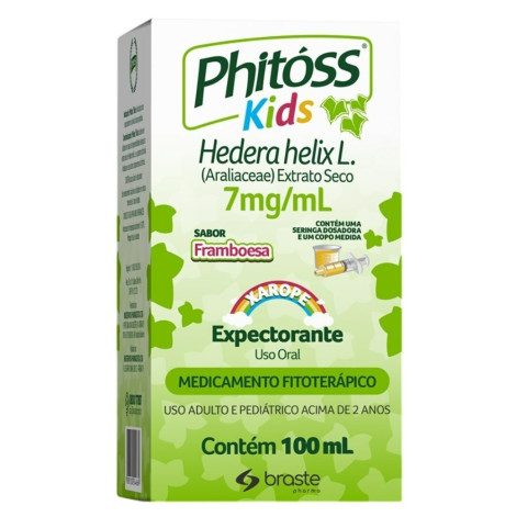 Xarope Phitóss Kids Hedera Helix L. 7mg/ml Framboesa 100ml