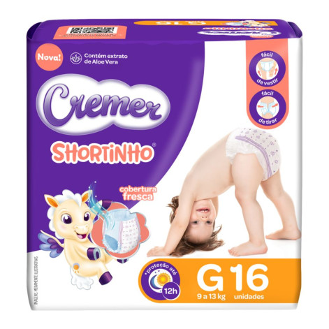 Fralda Cremer Shortinho Jbinho G 16Un