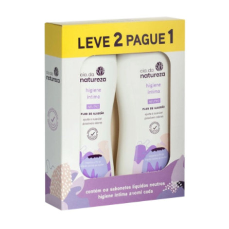 Kit Sabonete Intimo Cremoso Cia Da Natureza Neutro 210ml Leve 2 Pague 1