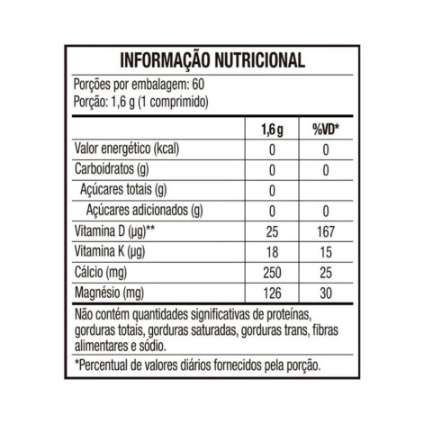 Calcitran MDK Cálcio com Magnésio, Vitamina D e K Leve 90 comprimidos, Pague 60 Comprimidos