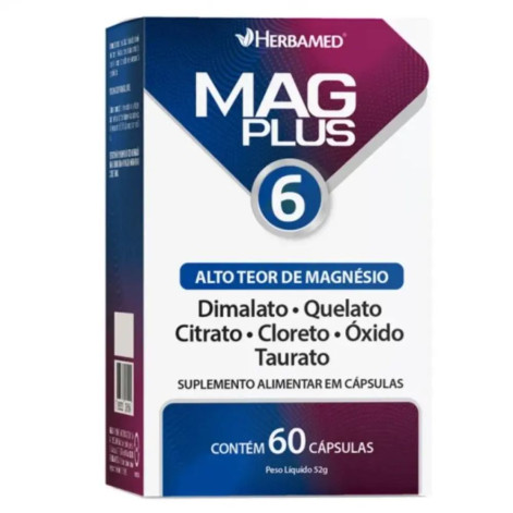 Magnésio MagPlus 6 60 Cápsulas Herbamed