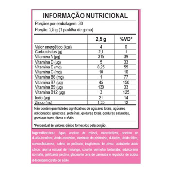 Hair Cabelos e Unhas Gummy 30 Gomas 2500mg Sabor Morango Unilife