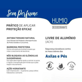 Desodorante Spray Antibacteriano Natural Vegano Humiq 50Ml Sem Perfume