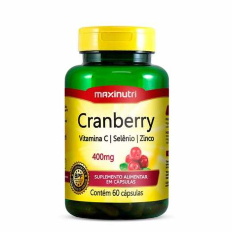 Cranberry Vitamina C Selênio e Zinco 400mg 60 cápsulas Maxinutri
