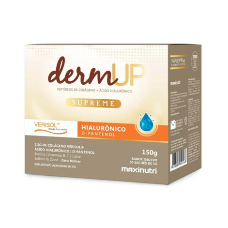 Colágeno Hidrolisado DermUp Supreme Verisol e Ácido Hialurônico D-Pantenol 30 Sachês de 5g Maxinutri
