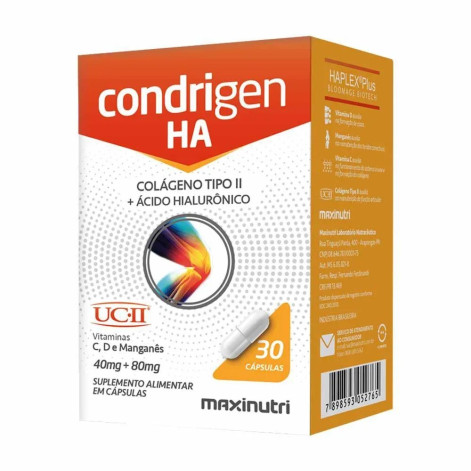 Condrigen HA Colágeno Tipo II Ácido Hialurônico 30 cápsulas