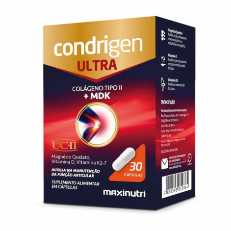 Condrigen Ultra Mdk (colágeno Tipo Ii / Ucii + Mdk ) 30 Cápsulas Maxinutri