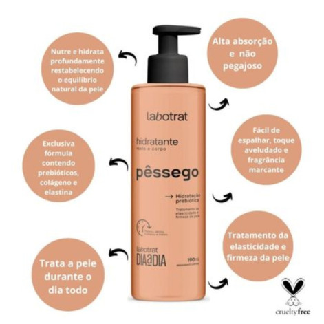 Hidratante Labotrat Pêssego Corpo e Rosto Dia a Dia 190ml