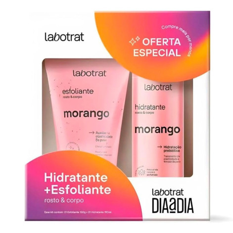 Kit Morango Rosto e Corpo Dia a Dia Hidratante 190ml e Esfoliante 150ml Labotrat Kit Morango Rosto e Corpo Dia a Dia Hidratante 190ml e Esfoliante 150ml Labotrat