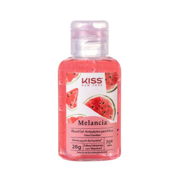 Alcool em Gel Antisséptico para Mãos Kiss New York Melancia 26g
