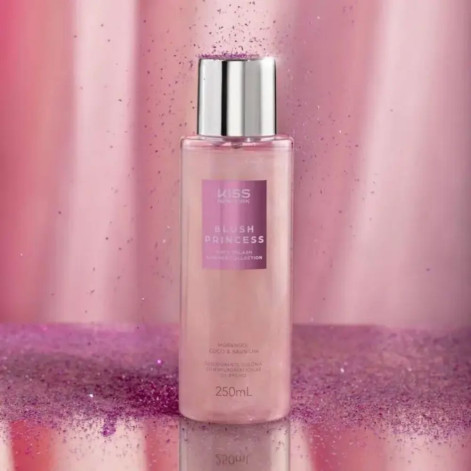 Body Splash Kiss New York Shimmer Collection Blush Princess Morango, Coco e Baunilha 250ml