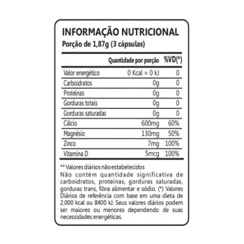 Cálcio Magnésio Zinco Vitamina D 60 Cápsulas Maxinutri