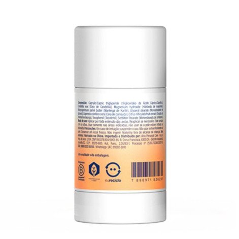 Desodorante Vegano Sem Alumínio Twist Stick Barra Alva Personal Care Citrus 12h 55g