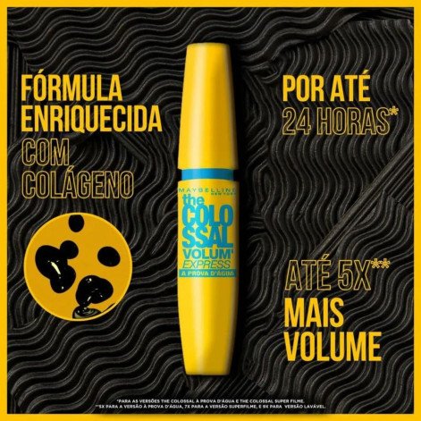 Máscara de Cílios Maybelline The Colossal Volum' Express à Prova D'água Preto 9,2ml