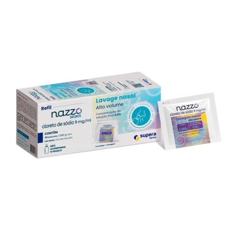 Refil Nazzo Alto Volume Infantil 0,9% Pó Para Solução Nasal Com 30 Envelopes Supera Farma