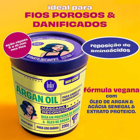 Máscara de Cabelo Reconstrutora Lola Cosmetics Argan Oil 230g