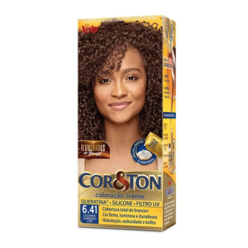 Tinta de Cabelo Permanente Cor&Ton 6.41 Castanho Iluminado Café