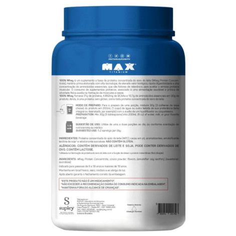Whey Protein Max Titanium 100% Chocolate 900G Whey Protein Max Titanium 100% Chocolate 900G
