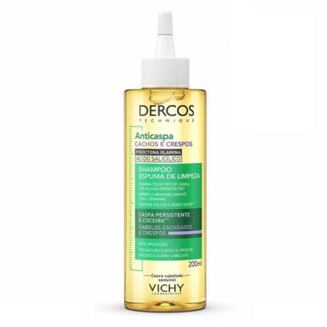 Shampoo Espuma De Limpeza Vichy Dercos Anticaspa Cachos e Crespos 200Ml