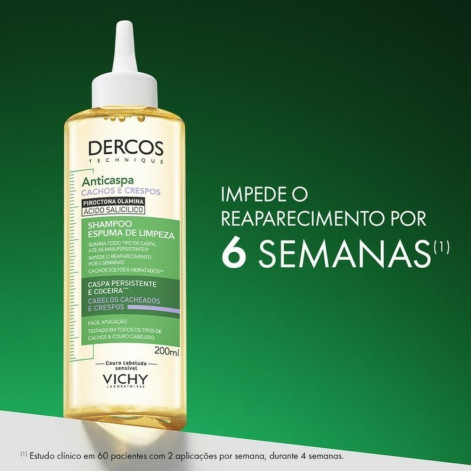 Shampoo Espuma De Limpeza Vichy Dercos Anticaspa Cachos e Crespos 200Ml