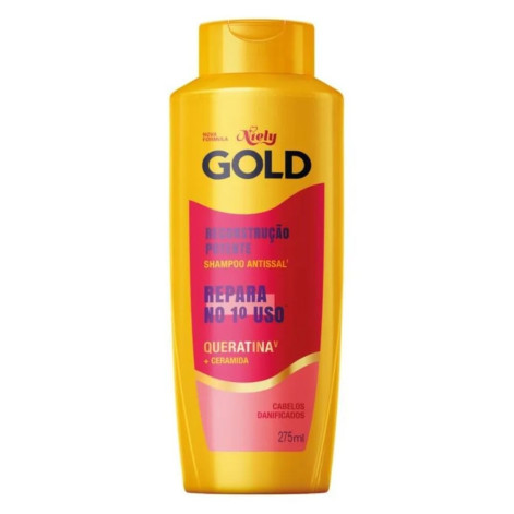 Shampoo Antissal Niely Gold Reconstrução Potente 275ml Shampoo Antissal Niely Gold Reconstrução Potente 275ml
