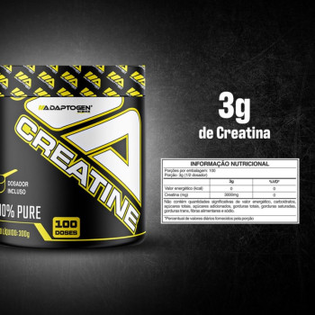 Creatina Monohidratada Adaptogen Science 100% Pura 3000mg 300g