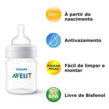 Kit Mamadeira Clássica Anti-Colic 125ml Avent Kit Mamadeira Clássica Anti-Colic 125ml Avent