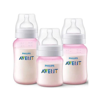 Kit 3 Mamadeiras Anti-colic Rosa 125ml 260ml 330m Philips Avent