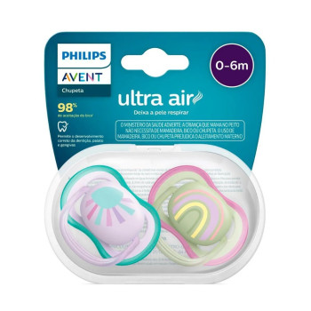 Chupeta Philips Avent Ultra Air 0-6 meses Verde e Lilás 2 unidades