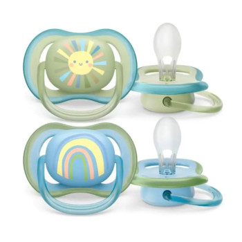 Chupeta Philips Avent Ultra Air 0-6 meses Verde e Azul 2 unidades