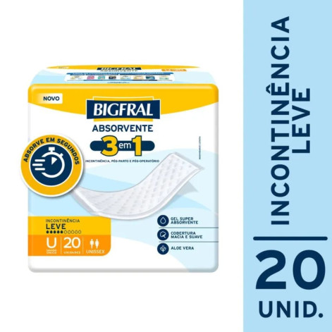 Absorvente Adulto Bigfral 3 em 1 Unissex 20 Unidades