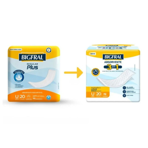 Absorvente Adulto Bigfral 3 em 1 Unissex 20 Unidades Absorvente Adulto Bigfral 3 em 1 Unissex 20 Unidades