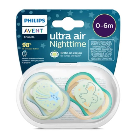 Chupeta Ultra Air Night Time 0 à 6m 2 Unidades