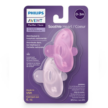 Chupeta Philips Avent Soothie Heart de 0 a 3 meses Flexível Silicone Rosa 2 Unidades