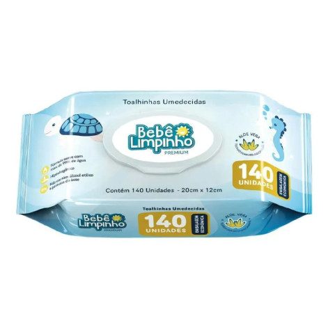 Lenço Umedecido Bebê Limpinho Premium com Tampa Flip 140 unidades