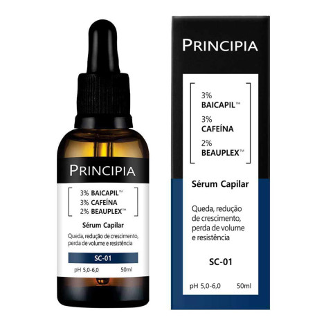 Sérum Capilar 3% Baicapil + 3% Cafeína Principia Skincare Sc - Tratamento de Queda e Crescimento com 50ml