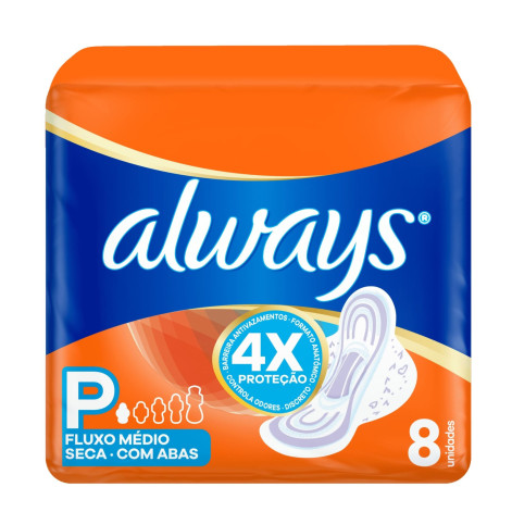 Absorvente Always Super Proteção Seca com Abas 8 Unidades
