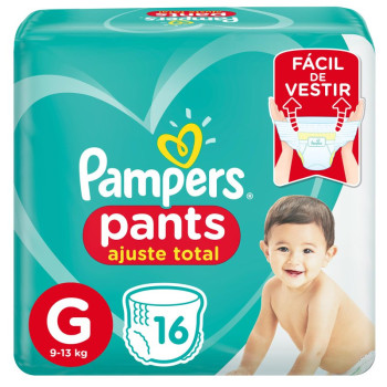 Fralda Pampers Pants Ajuste Total Roupinha G 16 unidades