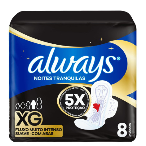 Absorvente Always Noites Tranq Suave Xg C/A 8Un