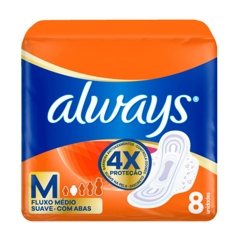 Absorvente Always Maxi Prot C/Aba Suav C/8