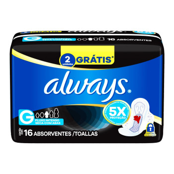 Absorvente Always Noite Tranq C/Aba Seca L16 P14